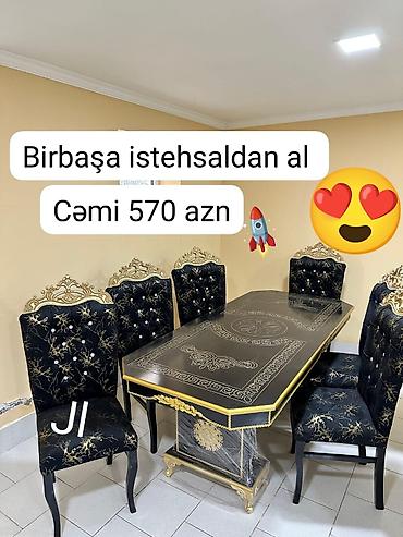 nerjaveka stol: Qonaq otağı üçün, Yeni, Dördbucaq masa, 6 stul — 1