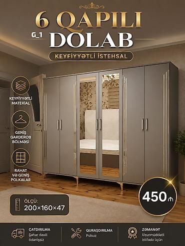 plasik qapi: 6 qapılı dolab – keyfiyyətli istehsal - Keyfiyyətli material - Geniş — 1