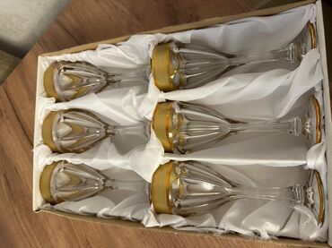 Mətbəx aksesuarları: Qədəhlər, rəng - Qızılı, Xrustal, 6 ədədli dəst