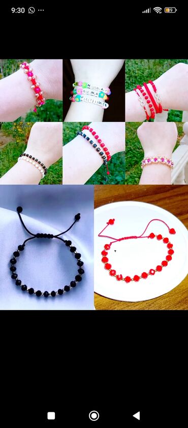 Dini bijuteriyalar: Muncuq və kordonla hazırlanmış əl işi bilərziklər - Material: parlaq — 6