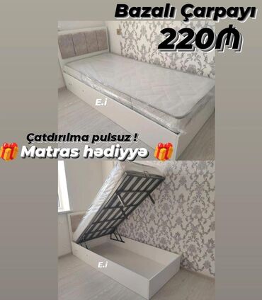 Təknəfərlik çarpayı, Bazalı, Matras ilə, Siyirməsiz