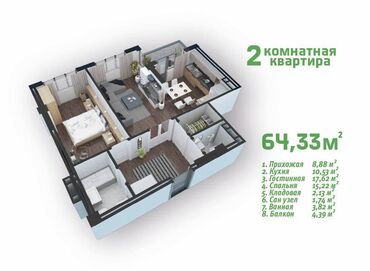 Продажа квартир: 1 комната, 62 м², Элитка, 9 этаж, ПСО (под самоотделку)