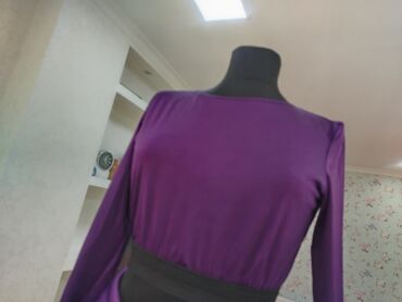 Ziyafət donları: Bənövşəyi rəngdə zərif ziyafət/libas - Model: uzun ətəkli, tam qollu — 22