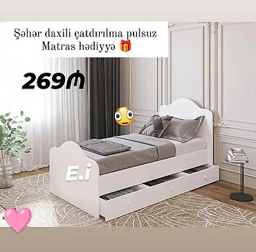 Çarpayılar: Məhsul: Tək nəfərlik çarpayılar (200x90) - Dizayn: Ağırlıqlı ağ rəng — 1