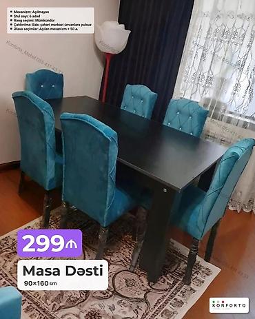 Masa dəsti – 90×160 sm - Komplekt: 1 masa + 6 stul - Mexanizm lalafo.az -da Masa dəsti – 90×160 sm - Komplekt: 1 masa + 6 stul - Mexanizm