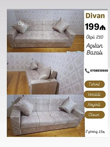 divan şəkilləri: Divan – Açılan, bazalı model - Ölçü: 210 sm - Funksiya: Açılan — 1