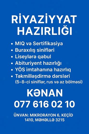 Repetitorlar: Repetitor, Riyaziyyat, Azərbaycan dili, Abituriyent hazırlığı