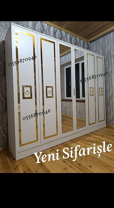 ucuz dolap: Yeni, 4 qapılı, Güzgülü, Qara, Açılan, Düz dolab — 8