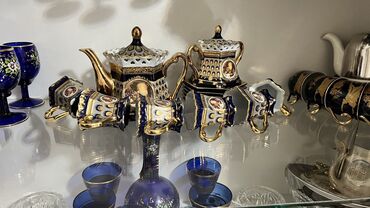 qab qaçaq: Çay dəsti, rəng - Göy, Farfor, Almaniya
