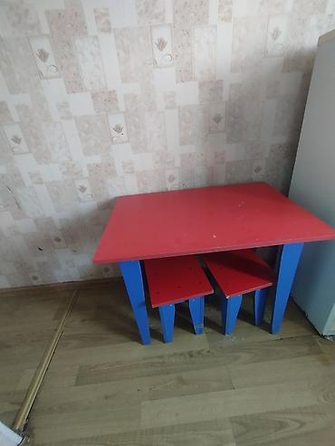 stol desti: Mətbəx üçün, İşlənmiş, Açılmayan, Dördbucaq masa, 2 stul — 1