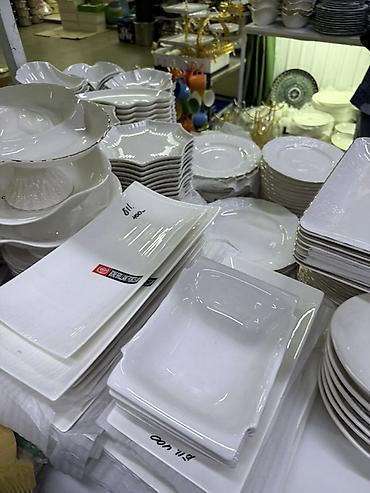 dish sets: Набор столовой посуды из белого фарфора/керамики - Разнообразие форм — 2