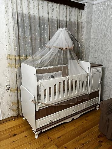 gencede mebel: Uşaq beşiyi – modul tipli, şkaflı və çekmecəli - Material: ağ və — 6