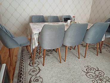 Qonaq otağı üçün, İşlənmiş, Dördbucaq masa, 8 stul