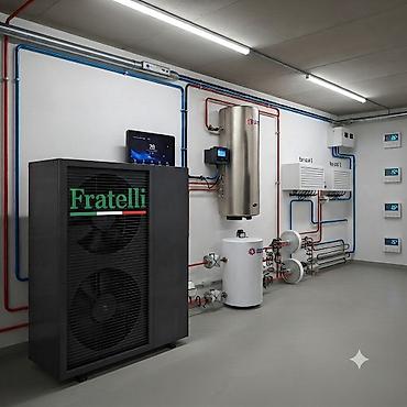 насос отопителя: Тепловые насосы FRATELLI (бытовые). EVI DC INVERTER- нагрев 55-60 гр — 1