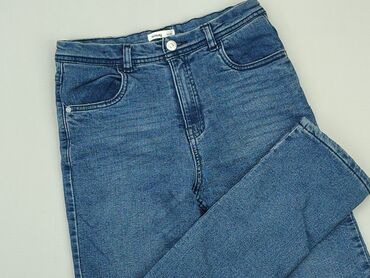 jeansy o kroju mom: Spodnie jeansowe, SinSay, 11 lat, 146, stan - Dobry