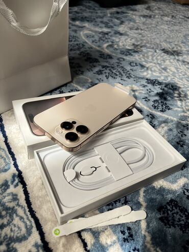 Apple iPhone: IPhone 16 Pro Max, Новый, 256 ГБ, Desert Titanium, Защитное стекло, Кабель, Коробка, 100 %