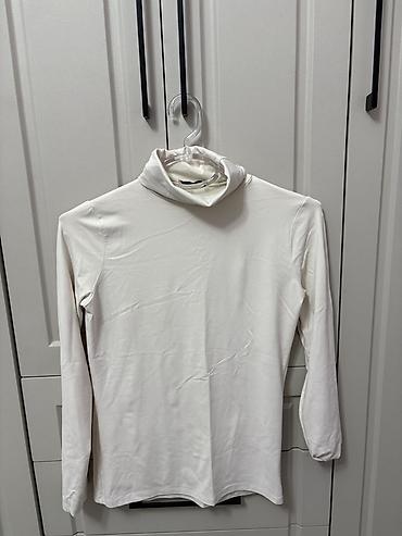 lasin şalvarlar: Zara qadın köynəyi – ağ rəng, boğazlı (turtleneck) model. - Uzunqollu — 2