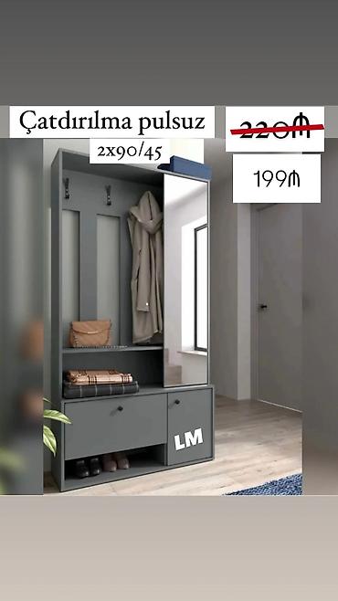 shifoner: Dəhliz üçün çoxfunksiyalı şkaf-komod dəsti - Ölçü: 2x90/45 (eni 90 — 1