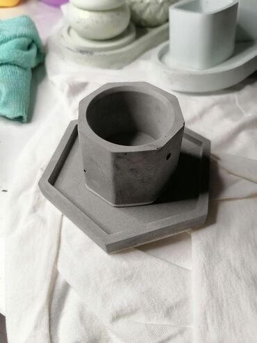 Товары для праздников: Beton dekor fincan və altlıq dəsti - Material: yüksək sıxlıqlı beton