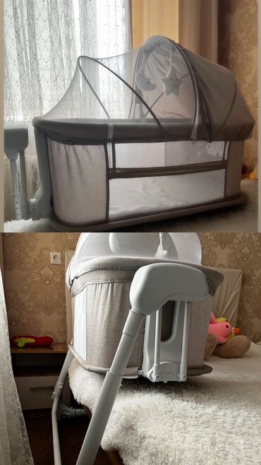 детский столик 3 в 1: Люлька, Бешик, Металл, түсү - Саргыч боз