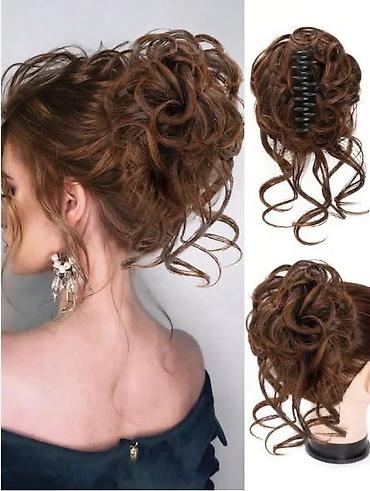 Perike i klipse: Naziv: Umetak/punđa od sintetičke kose – kovrdžava, brza frizura — 8