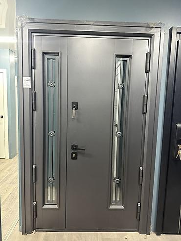 Двери для домов и квартир, Металлическая, Российская, Со стеклом, цвет - Серый