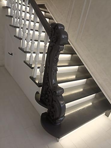 Деревянные лестницы: Деревянная лестница Для дома, Форма лестницы: Г-образная, Стиль: Классический — 24