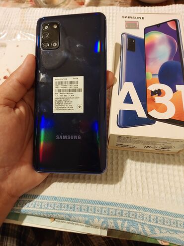 samsunq 52: Samsung Galaxy A31, 64 ГБ, цвет - Синий, Сенсорный, Отпечаток пальца, Две SIM карты