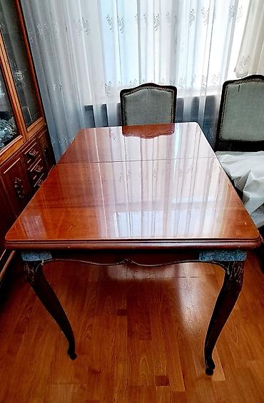 Mebel: Qonaq otağı üçün, İşlənmiş, Açılan, Dördbucaq masa, 6 stul — 2