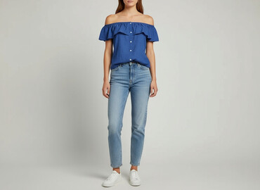 sinsay bluzka z odkrytymi ramionami: FRNCH, Women's blouse, size S