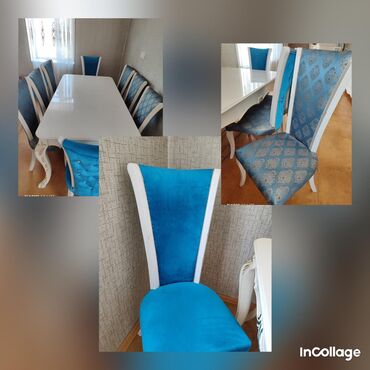 metbex stol desti: Qonaq otağı üçün, İşlənmiş, Kvadrat masa, 6 stul