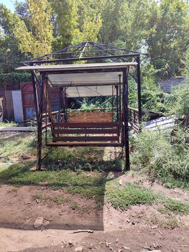 Садовые качели: Садовые качели Металл, Со спинкой, С крышей — 11