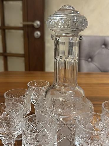 xrustal bakal: Kristal qrafin və bakal dəsti - Material: qalın, şəffaf kəsimli — 9