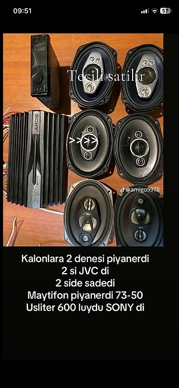 sony uslitel: Avtomobil üçün səs sistemi dəsti - 6x9 oval kalonkalar: 4 ədəd - 2 — 1
