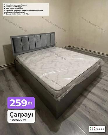 Мебель: Çarpayı – 160×200 sm - Mexanizm: açılmayan, bazasız - Matras: 1 ədəd — 1