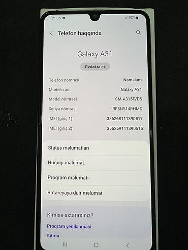 samsung netbook: Samsung Galaxy A31, 128 GB, rəng - Qara, Sənədlərlə — 9