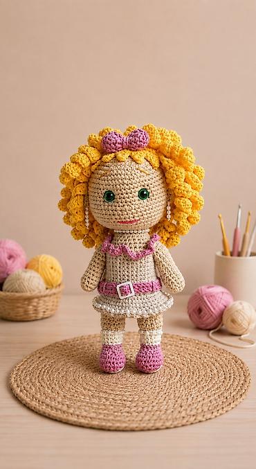 oyuncaqlar qiz ucun: Əllə toxunmuş amigurumi kukla - Material: pambıq ipliklə toxunmuşdur — 1
