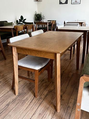 kafe ucun bar: Taxta yemək masası yumuru stol-4 nəfərlik-80AZN (3əd) yumuru stol-6 — 2