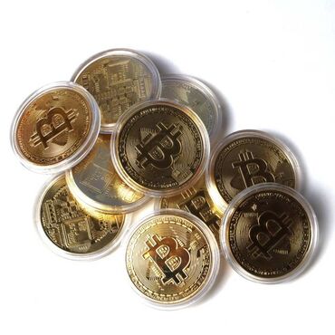 qızıl sikkə: Bitcoin əyləncəli suvenir sikkəsi. Dekorativ yadigar kolleksiyası. Eni