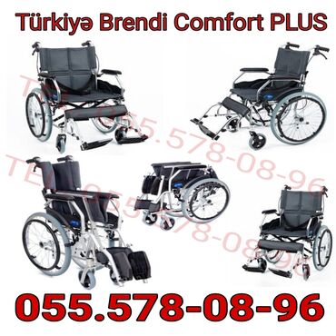 Yerimək üçün arabalar, çəliklər, əsalar, rollatorlar: Əlil Arabası Türkiyə Brendi Comfort Plus Yığcam 110 kilo çəki