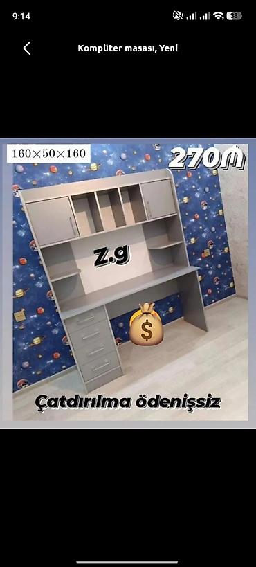kamod modelleri: Komputer masası — funksional iş-güc üçün geniş model. Ölçülər: 160 × — 1