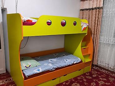 bunk bed: Двухъярусная детская кровать с системой хранения. срочно срочно — 3