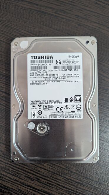 внешний жесткий диск бу: Накопитель, Б/у, Toshiba, HDD, 1 ТБ, 3.5", Для ПК