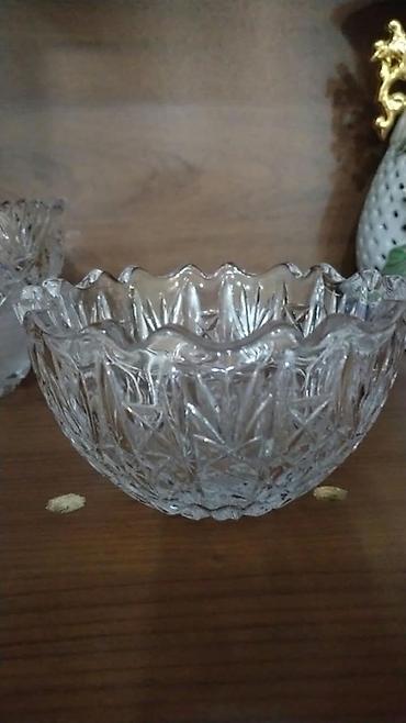 Ev və bağ: Şüşə/kristal naxışlı qab - Material: şəffaf, qalın şüşə (kristal — 1