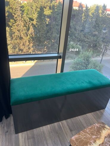 parça stul: İşlənmiş, Pufik oturacaq, Parça, rəng - Yaşıl, Kredit yoxdur, Çatdırılma yoxdur