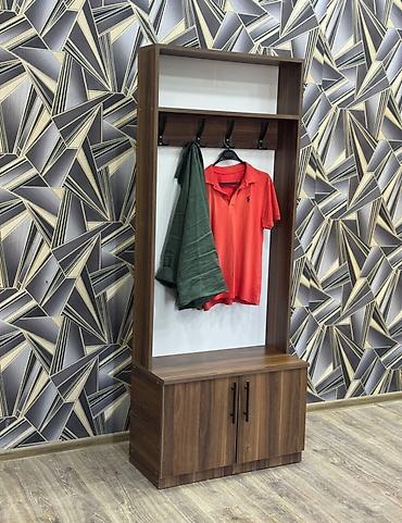 купить полки на стену: Dəhliz üçün asılqanlı dolab - Material: Laminat/LDSP (ağ iç panel — 1