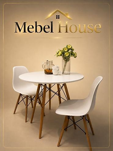 Мебель: Обеденная группа Mebel House — круглый стол и 2 стула в сканди‑стиле — 1