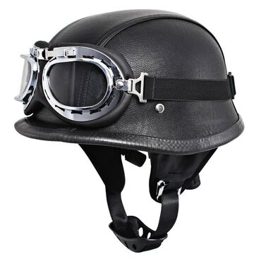Шлемы: Мотоциклетный шлем немецкая кожа с очками винтажный Ретро-шлем с