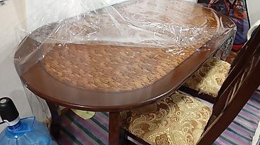 acılan stol: Qonaq otağı üçün, İşlənmiş, Açılan, Oval masa, 6 stul — 2