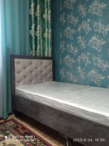диван двух спальный: Спальный гарнитур, Односпальная кровать, Шкаф, Тумба, цвет - Серый, Новый